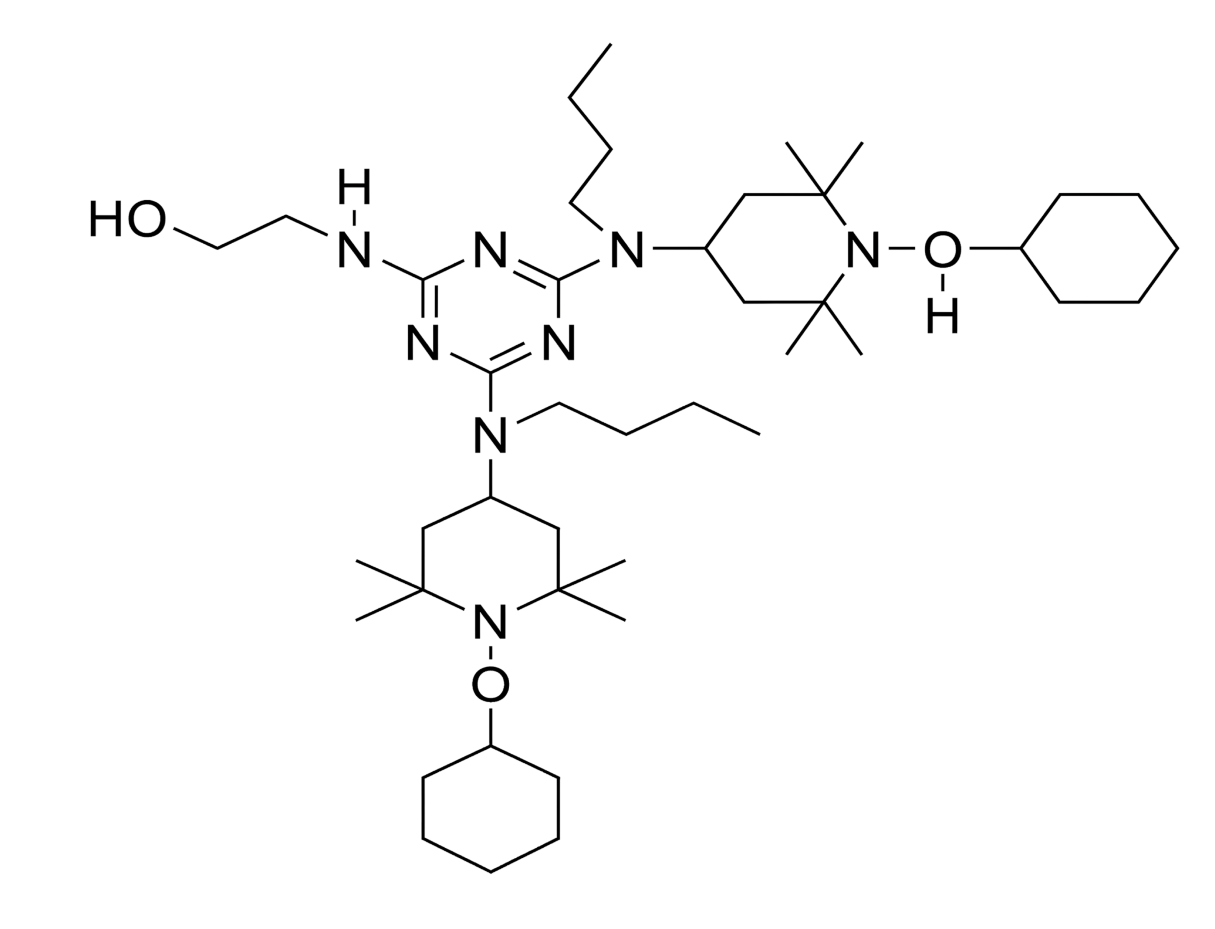 2,4-bis[N-Butyl-N-(1-cyclohexyloxy-2,2,6,6-tetramethylpiperidin-4-yl)amino]-6-(2-hydroxyethylamine)-1,3,5-triazine